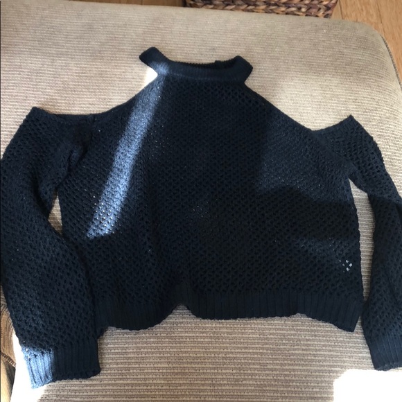 Black crochet open shoulder LF sweater - Picture 1 of 2